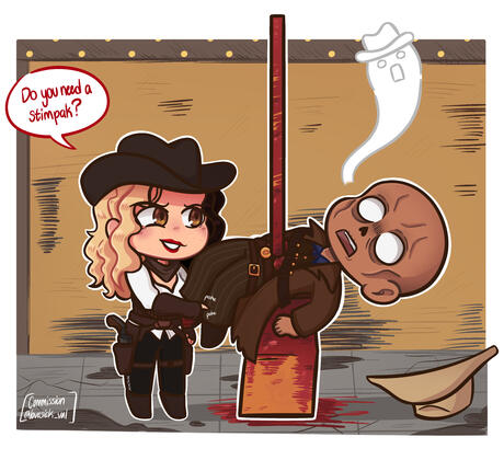 Chibi commission done for @lipstickghoulie on X (2026)